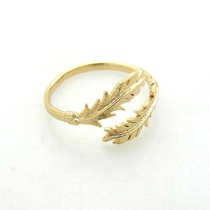 14K Gold Filled Cocktail Ring - Gold Leaf Ring