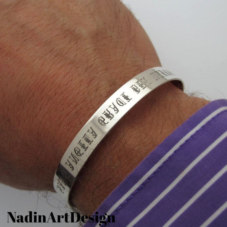 Old English bracelet - Sterling Silver Cuff bracelet for men - Mens Personalized