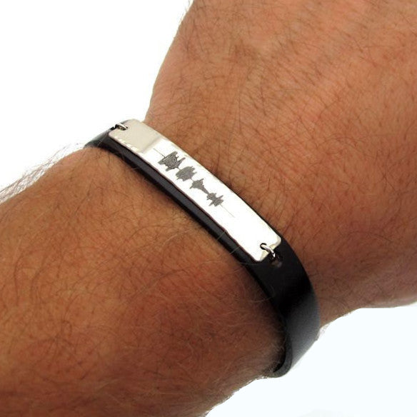 Sound Waves Leather Bracelet for Men