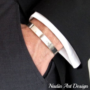 Sterling Silver cuff bracelet for men - Elegant silver bracelet with the engraving