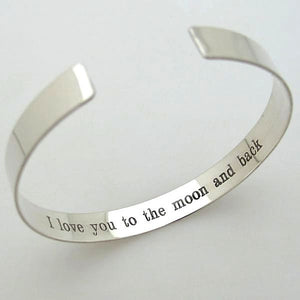hidden message engraved silver cuff bracelet