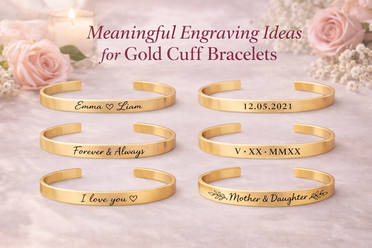 Engraving Ideas for Personalized Gold Cuff Bracelets Love Messages ...