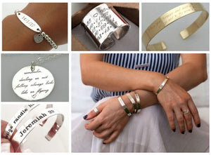 Inspirational jewelry - Personalized bracelets, Engraved necklaces, Custom rings