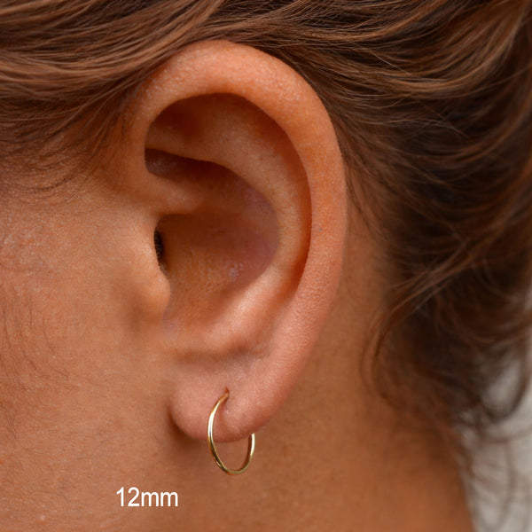 Small Gold Hoop Earrings 15mm, 12mm, 10mm