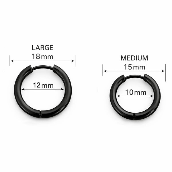 Black Huggie Hoop Earrings for Men & Women – Hypoallergenic Stainless Steel Hoop Earrings, Minimalist Unisex Jewelry Gift