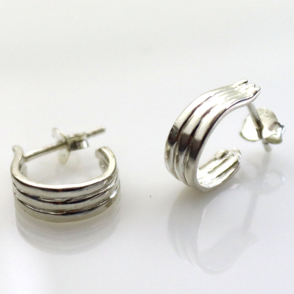 silver hoop earring push back closure