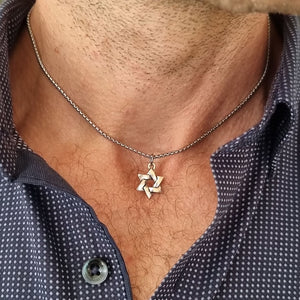 mens Star of David pendant necklace - Jewish Mens Choker 