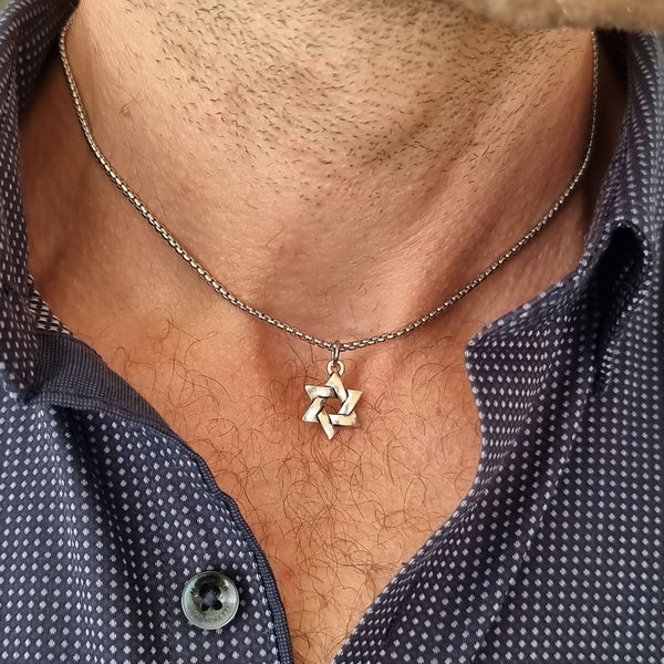 mens Star of David pendant necklace - Jewish Mens Choker 
