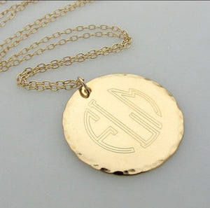 Monogram Gold Engraved Pendant Necklace