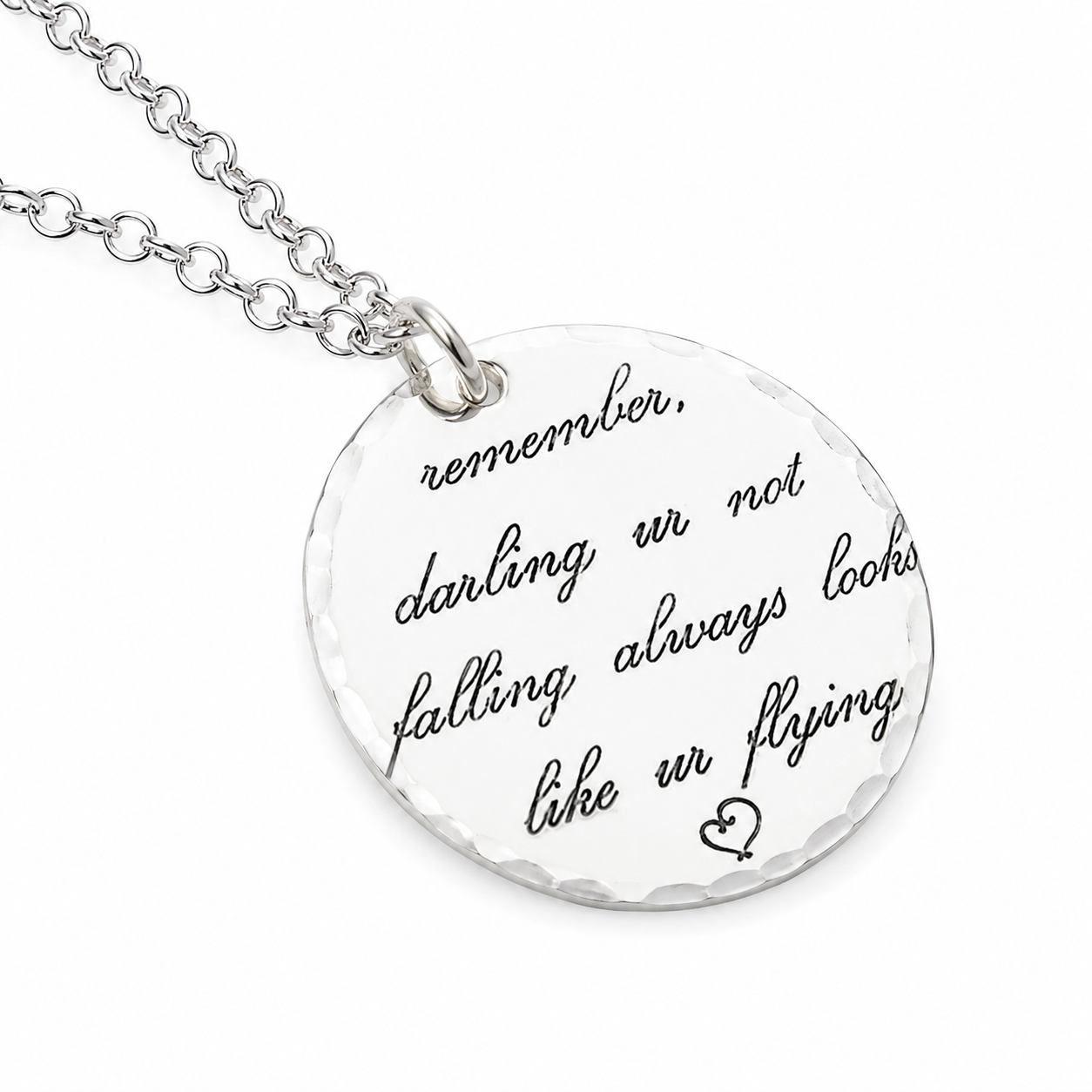 Inspirational Sterling Silver Personalized Quote Necklace