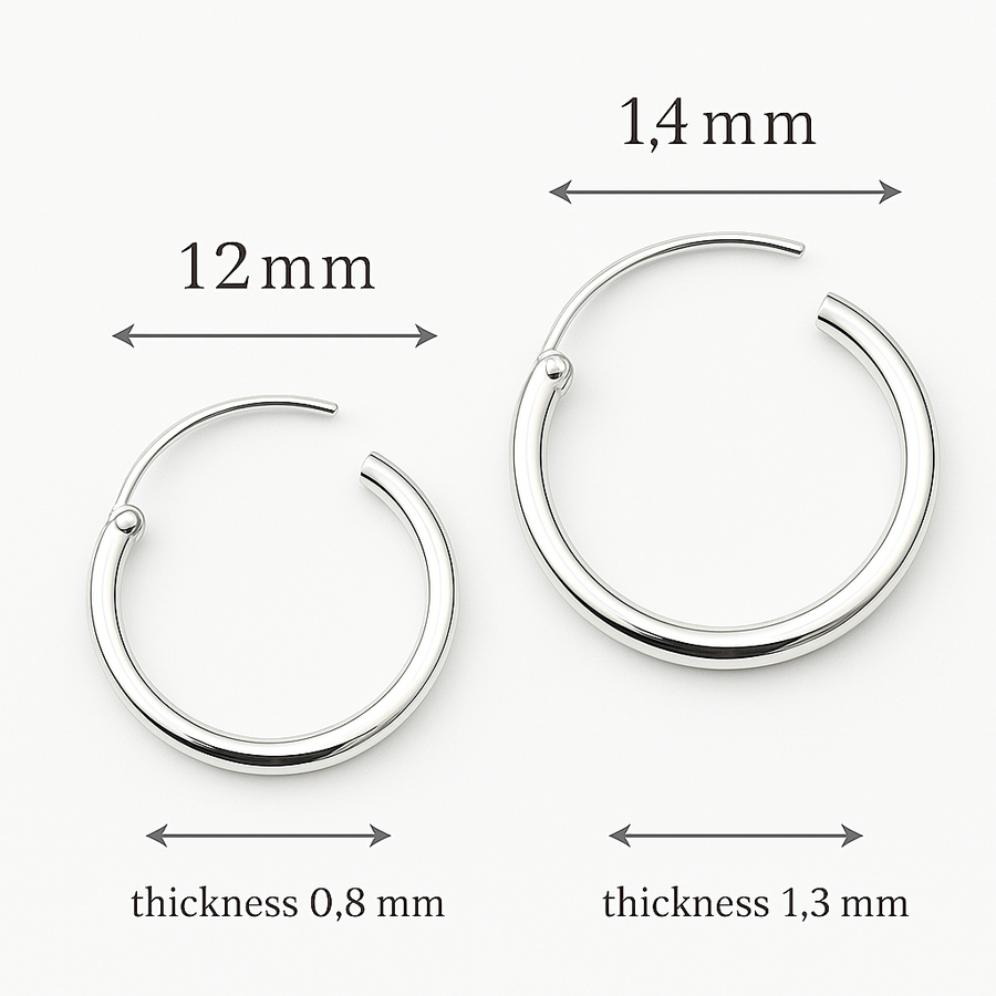  two different sizes hoop earrings for men