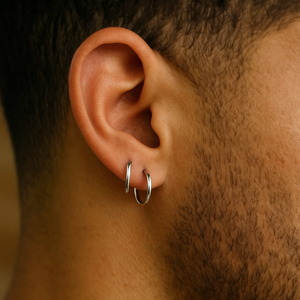  two different sizes hoop earrings for men