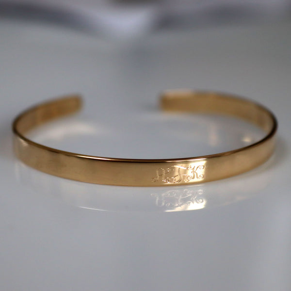 delicate gold cuff bracelet with Monogram  letters