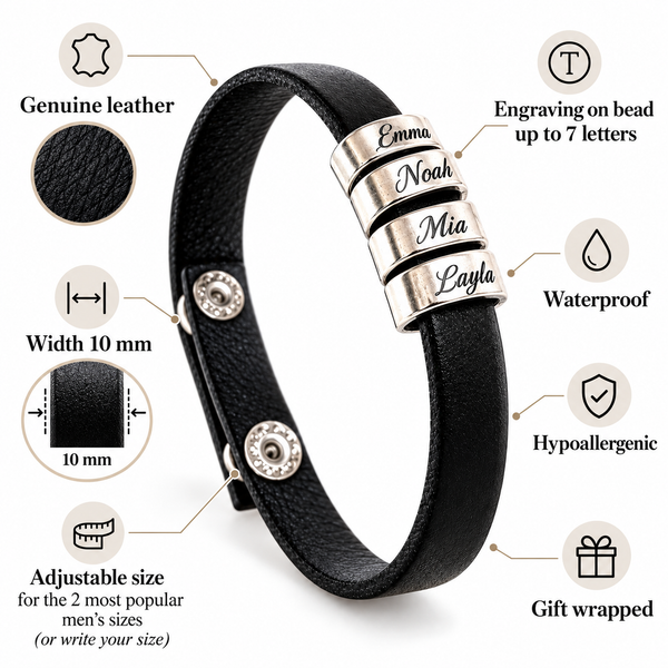 Personalized Bracelet with Kids Names for Men – Meaningful Gift for Dad