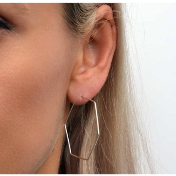 6 sides hoop earrings - geometric jewelry