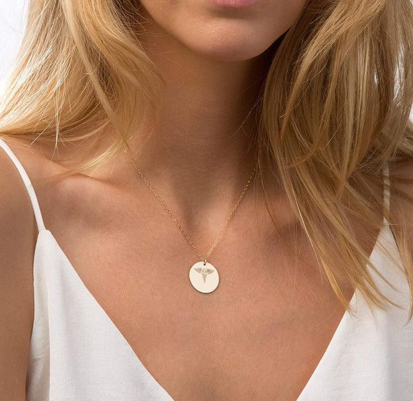 Custom Type 1 Diabetes Medical Alert ID necklace for Women - 14K Gold Filled