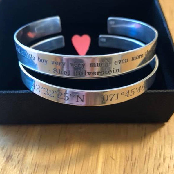 Old English Font Engraved Bracelet, 925 Sterling silver