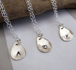 Sterling Silver Teardrop Initial Charm