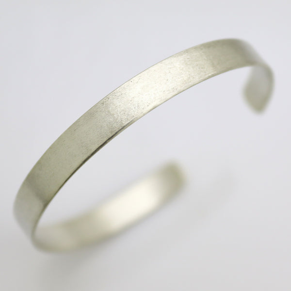 Matte silver engraved cuff bracelet