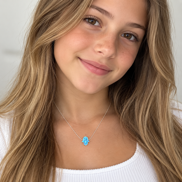 Hamsa Necklace - Jewish Lucky Jewelry - Fatima hand necklace