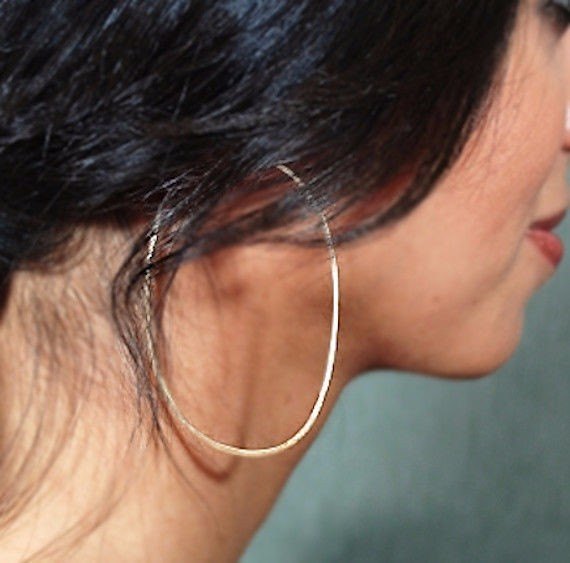 2.5 inch oval hoop earrings - large size