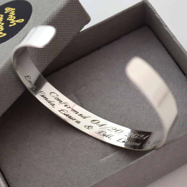 custom message engraved cuff bracelet