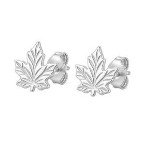 Silver Maple Leaf Stud Earrings
