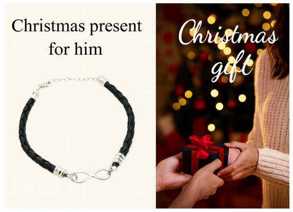 Mens Infinity Bracelet - Adjustable Leather Cuff for Men