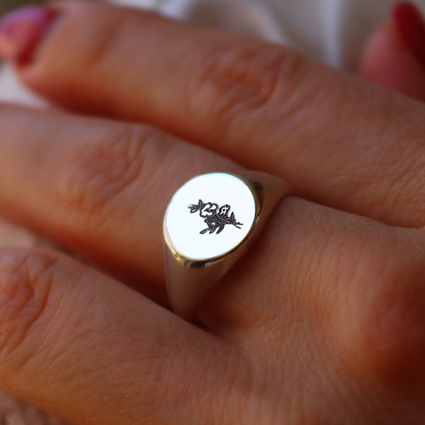 Personalized Circle Ring - Round Sterling Silver Signet for Her or Him