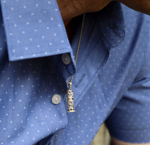 Sterling Silver Mezuzah Necklace for Men – Star of David Pendant with Hebrew Scroll | Unique Jewish Gift from Israel | Messianic Blessing Jewelry