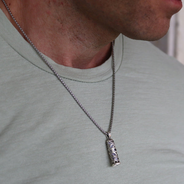 Sterling Silver Mezuzah Necklace for Men – Star of David Pendant with Hebrew Scroll | Unique Jewish Gift from Israel | Messianic Blessing Jewelry