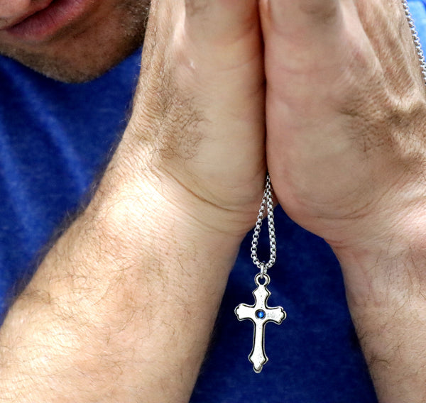 Oxidized Crucifix Cross Pendant Necklace for Men, Vintage / Antique look