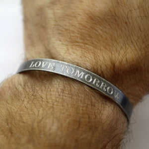 motivation cuff bracelet for men with the words "Live Today Love Tomorrow"