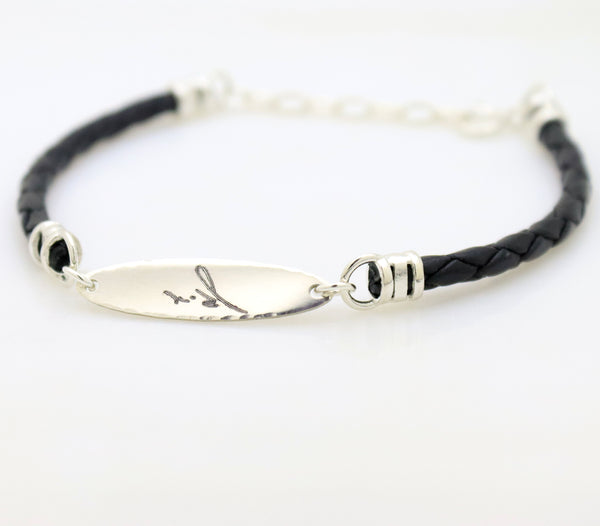 Personalised Handwriting Men's Bracelet - Designer Leather Bracelet