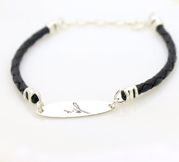 Personalised Handwriting Men's Bracelet - Designer Leather Bracelet