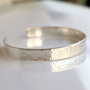 hammered silver bangle bracelet