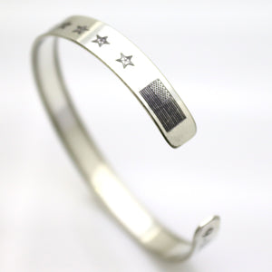 United We Stand Cuff Bracelet for Men - Sterling Silver Bangle - Mens Personalized Gift