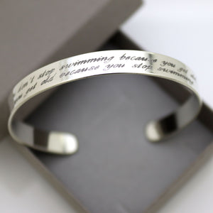 Custom Message Bracelet - Personalized Sterling Silver Bangle Cuff