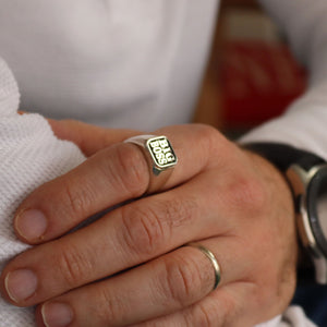Custom Sterling Silver Signet Ring – Personalized Mens Monogrammed Ring with Engraved Initials