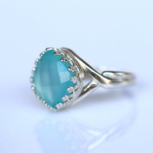 faceted chalcedony gem ring