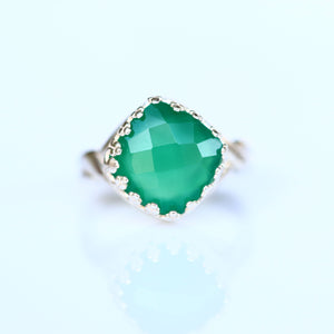 Green Stone Ring for Men - Emerald Signet Ring