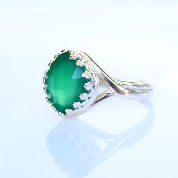 Green Stone Ring for Men - Emerald Signet Ring