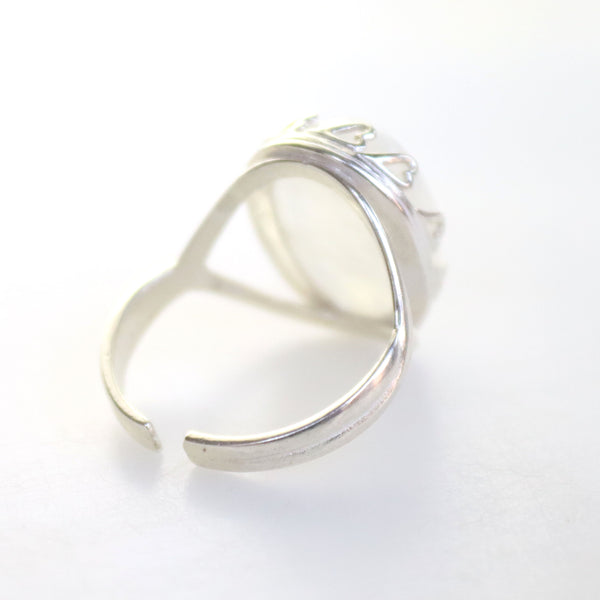 Rainbow Moonstone Ring - Large Oval Gemstone