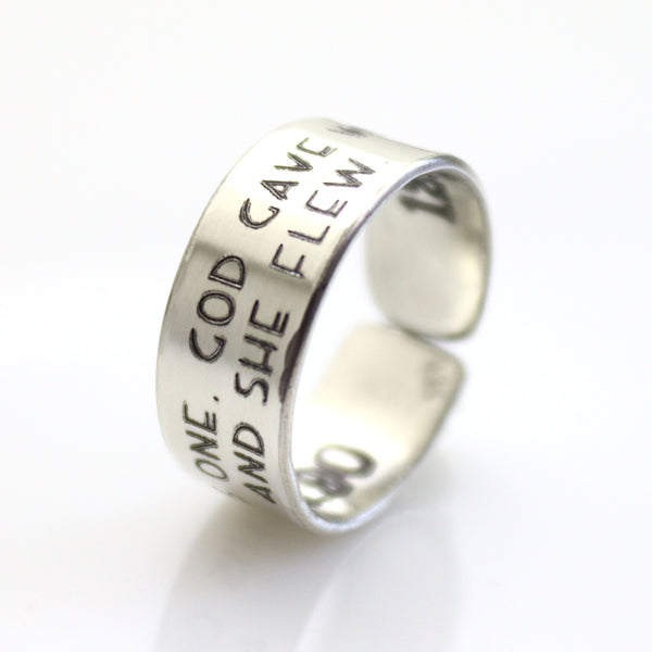 Engraved Sterling Silver Ring - To This One, God Gave Wings. Inspirational Jewelry