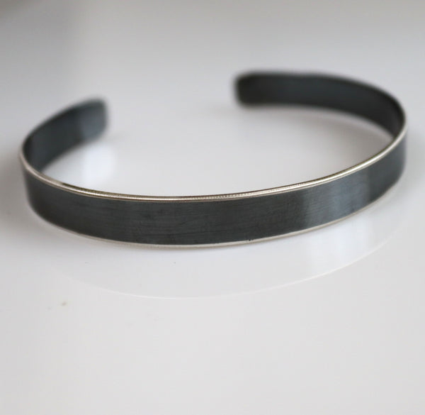 black silver bangle bracelet made of Sterling silver