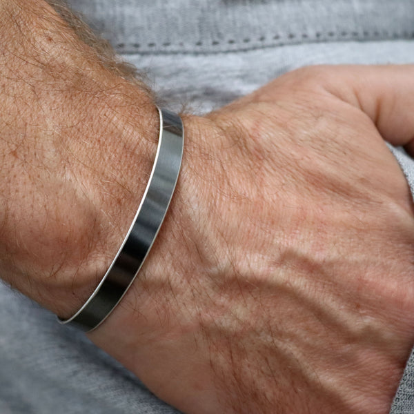 designed black bangle for men