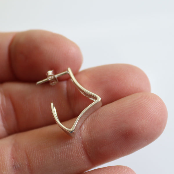 Square Hoop Earrings Men - Sterling Silver Geometric Jewelry for men