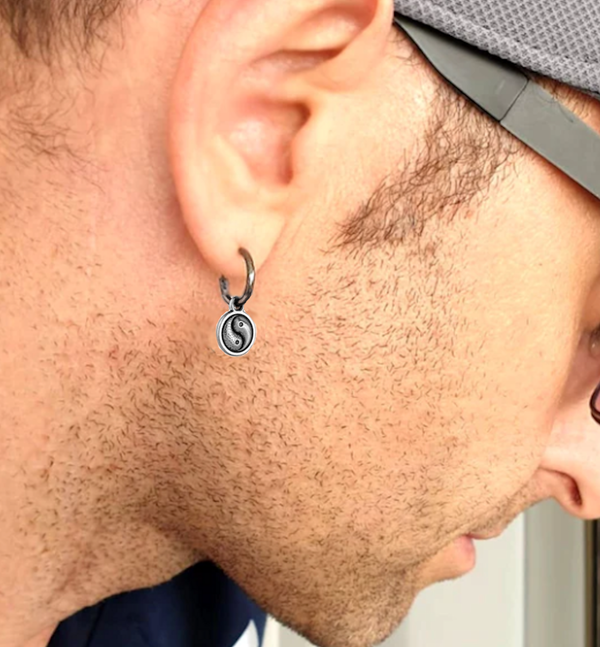 mens earring Yin Yang - Tai Chi dangle earrings