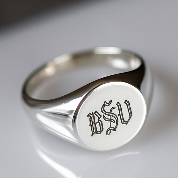 Personalized Circle Ring - Round Sterling Silver Signet for Her or Him