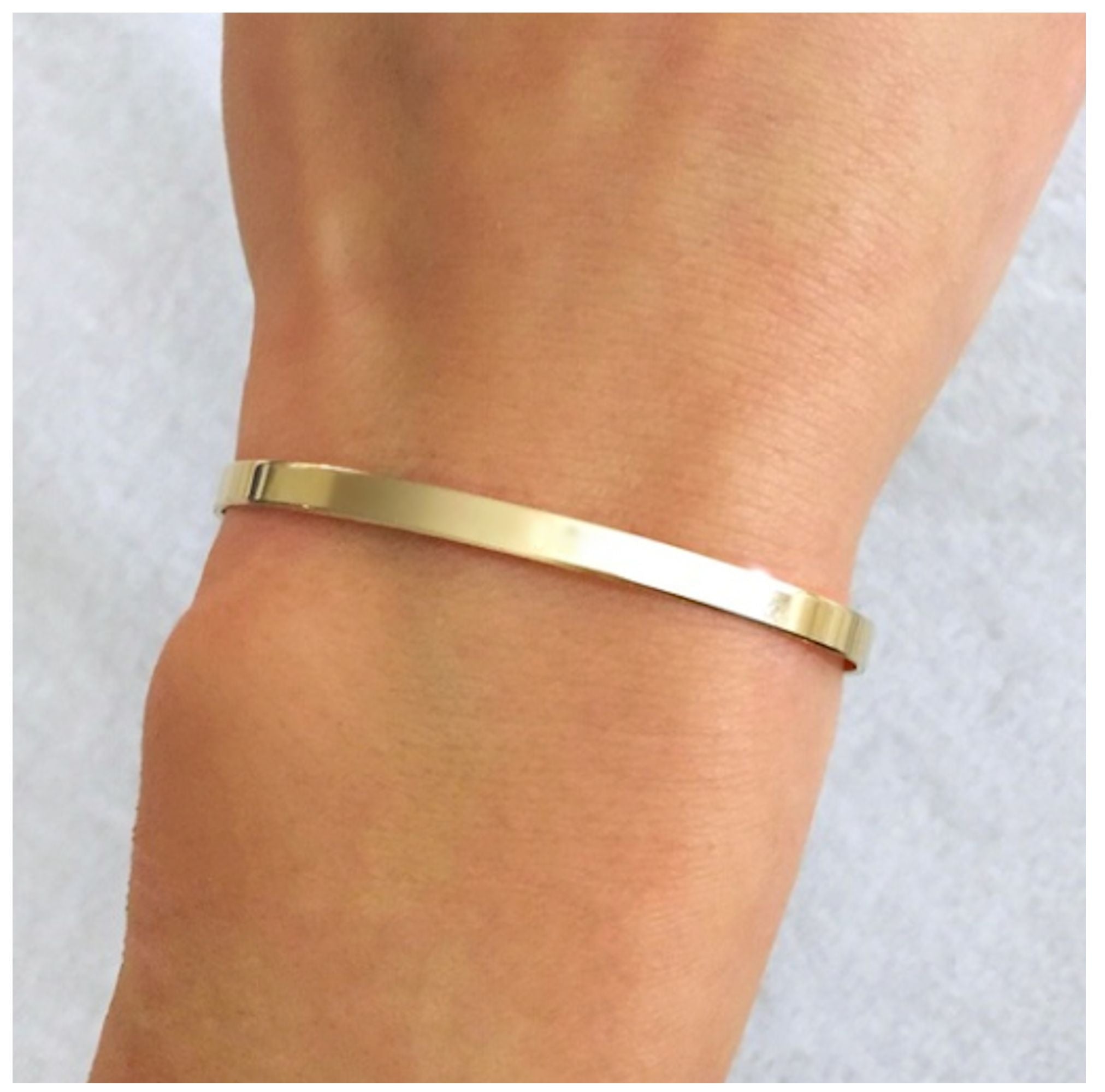 Skinny Cuff Bracelet for Women Personalized Gold Filled Bangle Without engraving Script